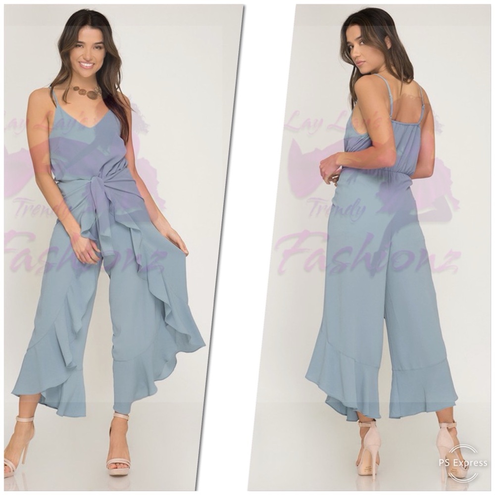 Cami Woven Jumpsuit- MISTY BLUE - Picture 2 of 4